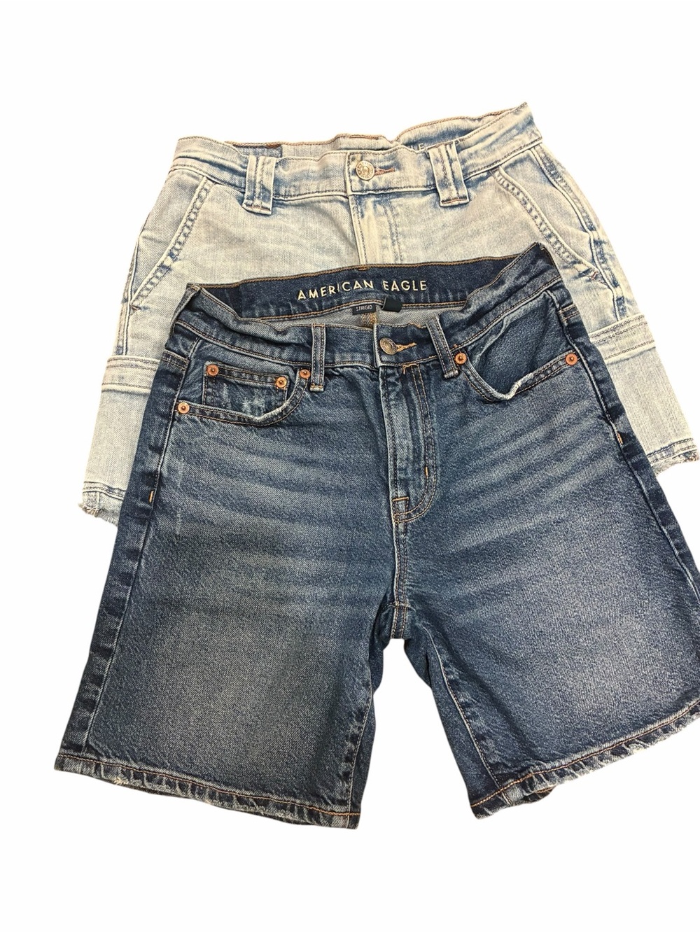 2 Size 00 American Eagle Outfitters Dark & Light Was Denim Shorts